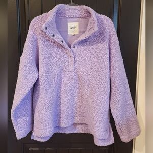 Aerie Womens Lavender Sherpa Pullover Sweater, Size M